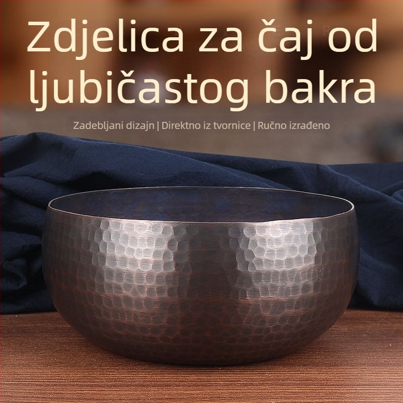 Set čaja od čistog bakra: ekstra velika šalica za ispiranje čaja i zdjela, vodeni bazen u japanskom zen retro stilu i posuda za talog čaja, dodaci za ceremoniju čaja