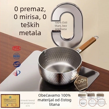 Nezačinjeni titan Yukihira lonac, mali lonac za mlijeko, sve-u-jednom za kuhanje rezanaca i kuhanje na paru, dječja juha i lonac za bebinu hranu