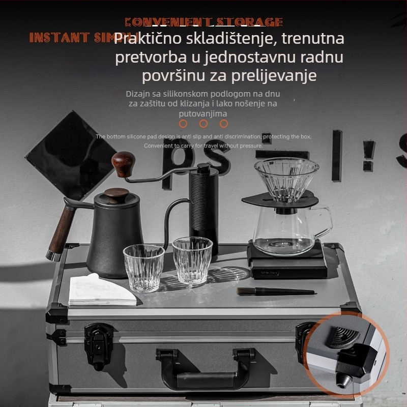 Ručni set za kavu pour-over s mlincem, filtrom i zajedničkom posudom za kampiranje