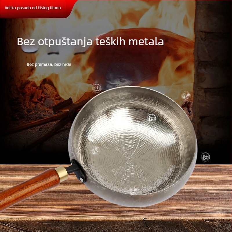 Kovana titanijska posuda s velikim trbušcem, neprijanjajuća, ručno kovana, bez premaza, za kućnu uporabu