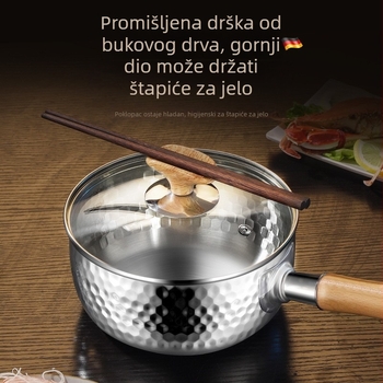 304 trostruko nehrđajući Yukihira lonac, u kontaktu s hranom, s mjernim oznakama, kućna upotreba, bez premaza, pogodan za dječju hranu