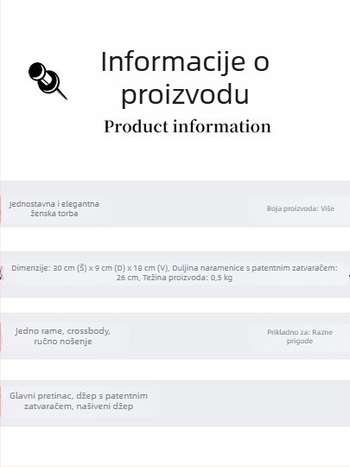 Ženska crossbody torba s velikim kapacitetom, urbanog stila, pogodna za svakodnevnu upotrebu