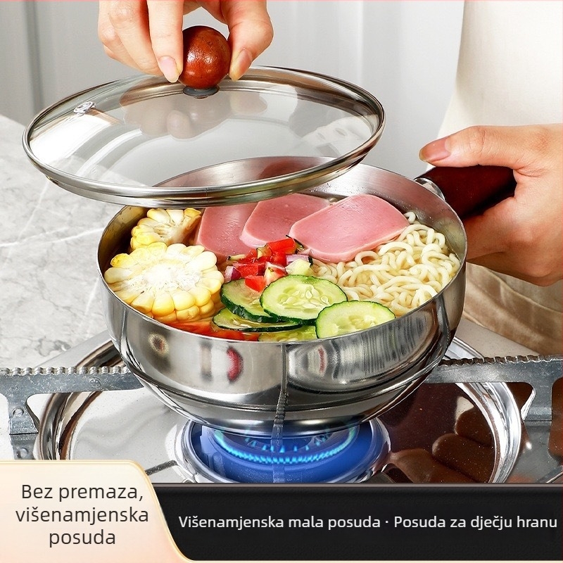 Mini lonac od nehrđajućeg čelika s drvenom drškom – višenamjenski lonac za umake, mlijeko i dječju hranu