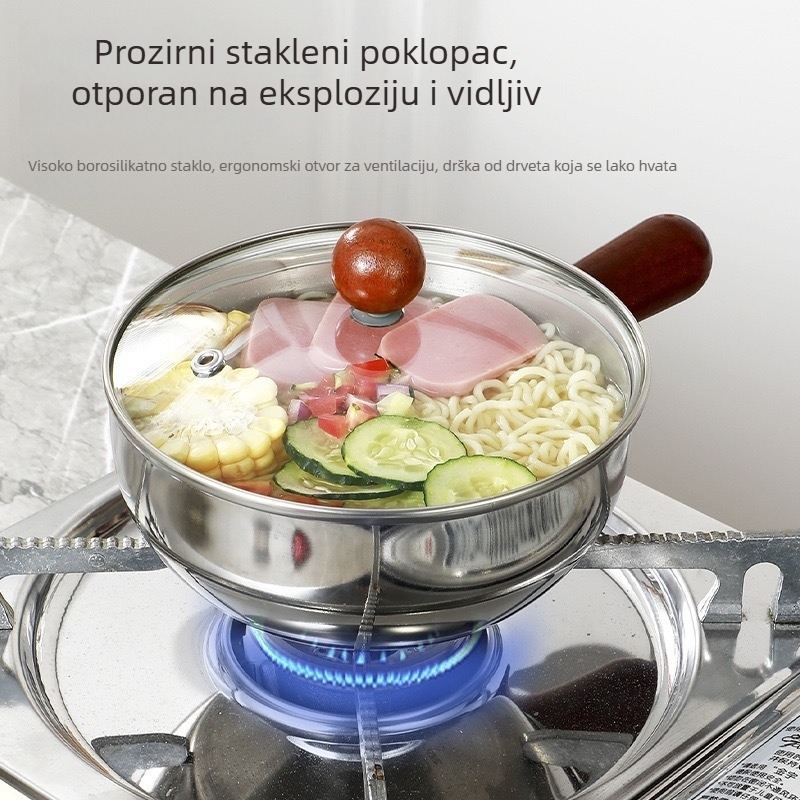 Mini lonac od nehrđajućeg čelika s drvenom drškom – višenamjenski lonac za umake, mlijeko i dječju hranu