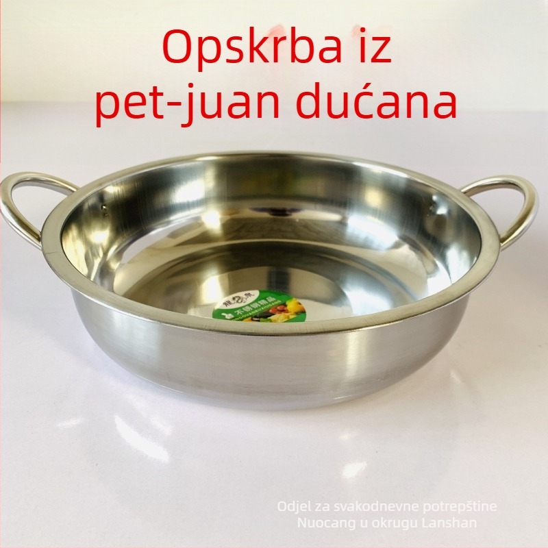 Lonac za mlijeko od nehrđajućeg čelika, debeo, s dvjema ručkama, ravno dno
