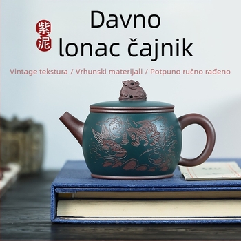 Čajnik od Yixing purpurne pijeskovite glinene Longteng, veliki kapacitet, uredski set čaja, ručno oslikan, kutija za dar