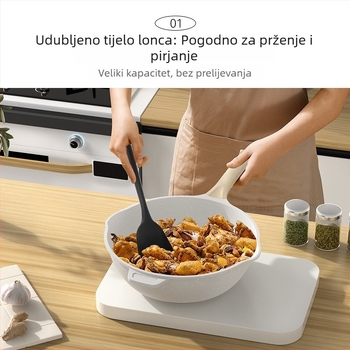 Lagana luksuzna Maifan kamen tava, neprijanjajuća, wok, lonac za juhu i lonac za mlijeko, univerzalna za sve štednjake