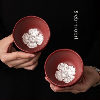 Set čajnih šalice od crvenog porcelana, kineskog stila, poklon za dom i ured