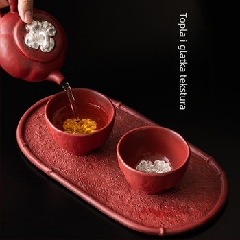 Set čajnih šalice od crvenog porcelana, kineskog stila, poklon za dom i ured