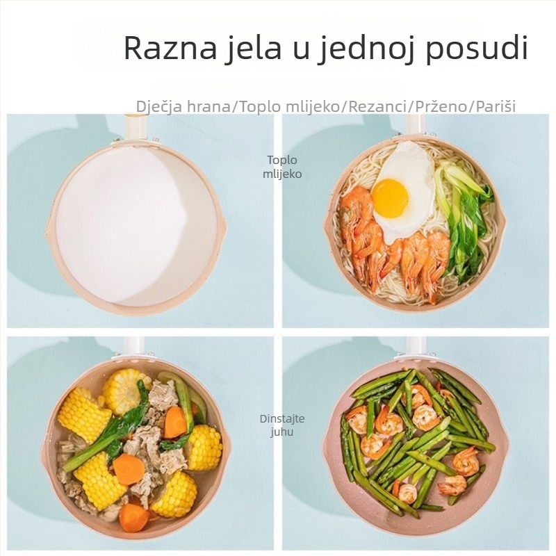 Lonac s Maifan kamenom, non-stick, za mlijeko i instant rezance, univerzalan za dječju hranu, pogodan za indukciju i plinsku ploču, debeo i izdržljiv