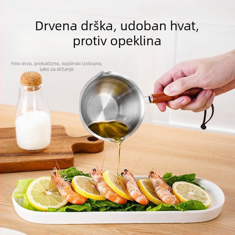 Mini posuda za ulje od 304 nehrđajućeg čelika, s plosnim dnom, za zagrijavanje i izlijevanje ulja