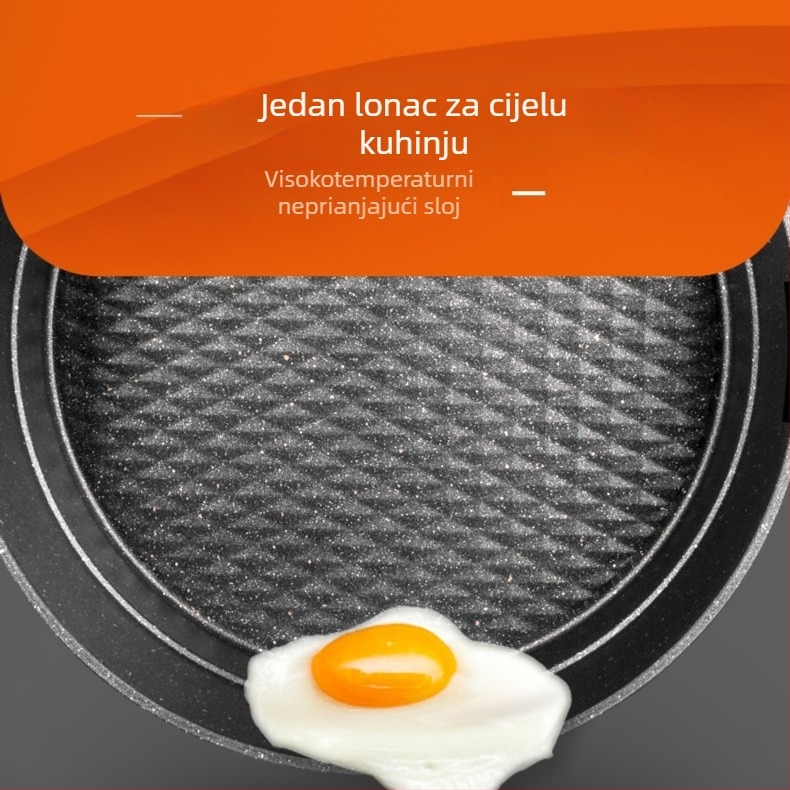 Višenamjenski električni wok s Maifan kamenom, premaz protiv lijepljenja, stakleni poklopac, promjer 32 cm, aluminijsko dno