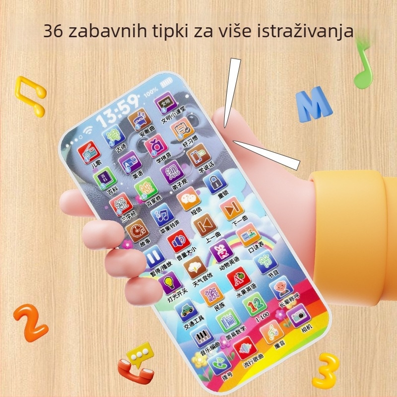 Dječji telefon s dodirnim zaslonom — edukativna igračka s pjesmama i pričama, interaktivno učenje