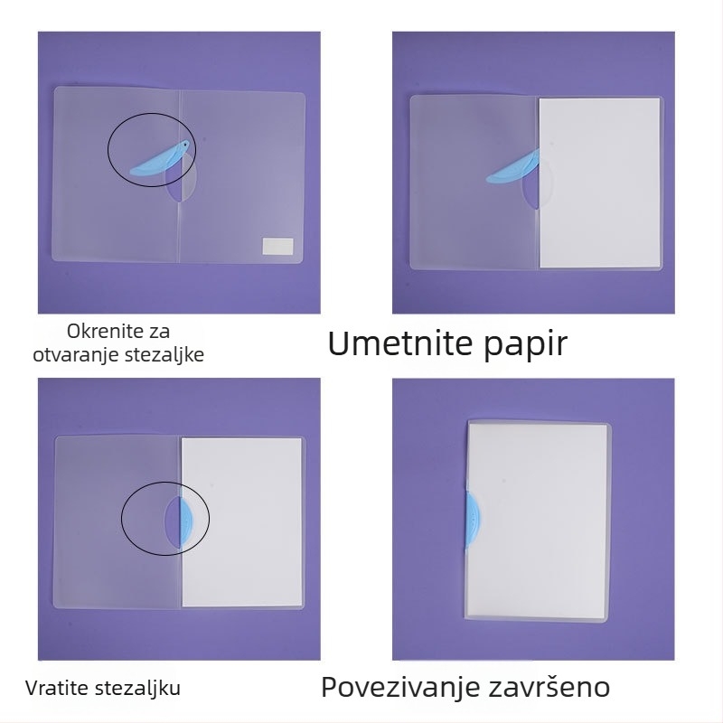 Rotirajući stezaljka za pohranu dokumenata, prozirni dosje za izvješća, A4 format, model EQ321, štapić za stezanje, poklopac A5, B5 format