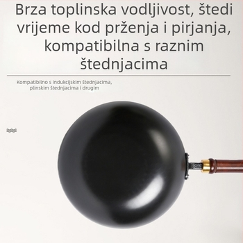 Duboko nitridirana, bez premaza, neprijanjajuća posuda od lijevenog željeza, okruglog oblika, za kuhanje i pirjanje