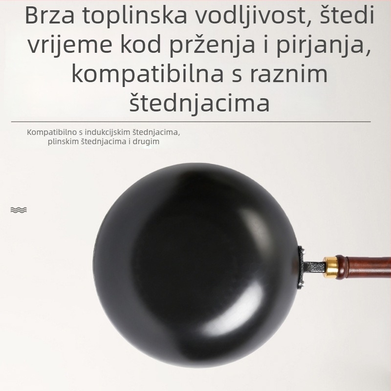Duboko nitridirana, bez premaza, neprijanjajuća posuda od lijevenog željeza, okruglog oblika, za kuhanje i pirjanje