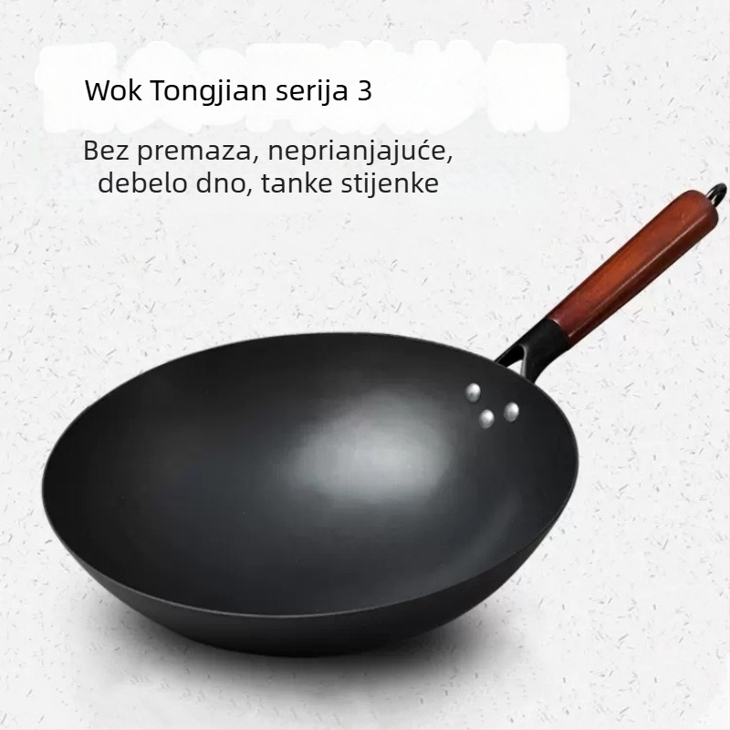 Wok od ugljičnog čelika, bez premazivanja, za plinski štednjak, kineski stil