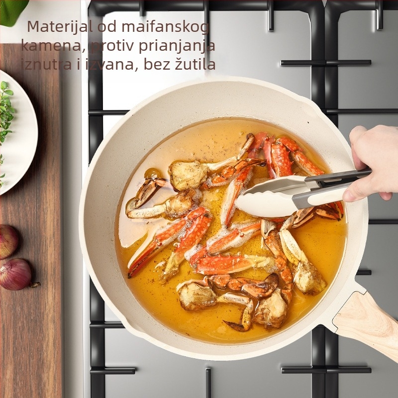 Wok od aluminija s Maifan kamenom, neprijanjajući, za kućnu upotrebu, kompatibilan s plinskim i indukcijskim pločama