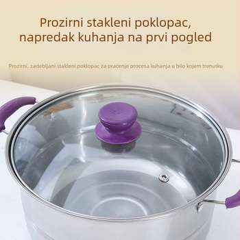 Maori 410 nehrđajući čelik set lonaca za juhu – izdržljiv, otporan na padove i visoke temperature, stakleni poklopac, višenamjenski kuhinjski lonci, 3,1–4 L