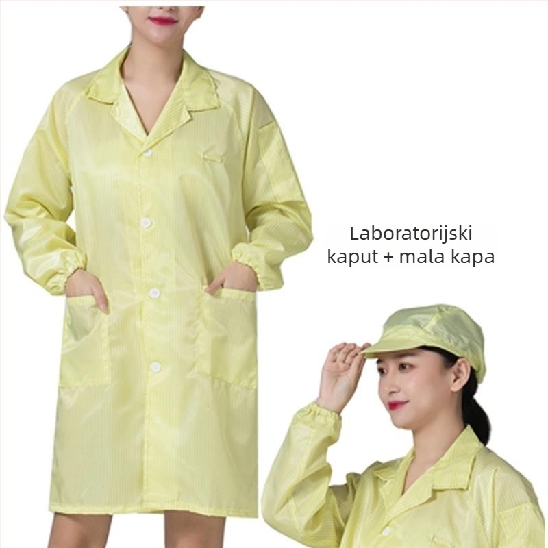 Dugi antistatični radni kaput, otporan na prašinu, plavi, unisex