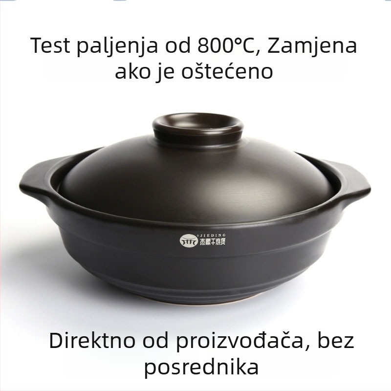Keramička posuda za otvoreni plamen, otporna na visoke temperature do 800°C, otporna na pukanje, pogodna za dinstana jela.