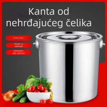 Nehrđajući čelični veliki okrugli kantic s poklopcem, višenamjenska za led, vodu, sojino mlijeko, juhu i rižu