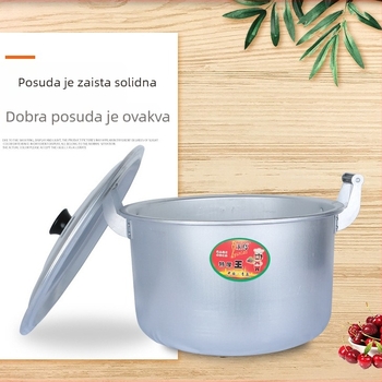 Veliki kapacitni lonac od aluminija za juhu, bez premaza, s dvije drške, za kućnu i hotelsku upotrebu