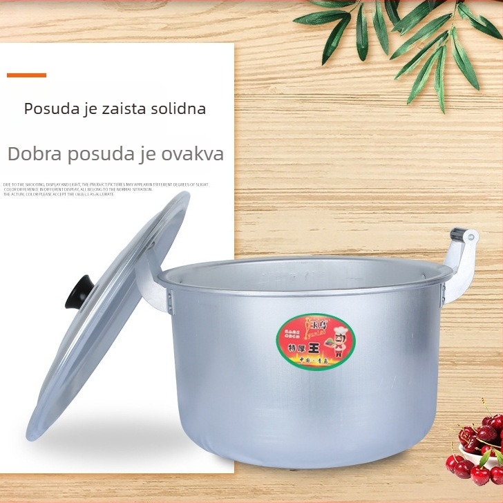 Veliki kapacitni lonac od aluminija za juhu, bez premaza, s dvije drške, za kućnu i hotelsku upotrebu
