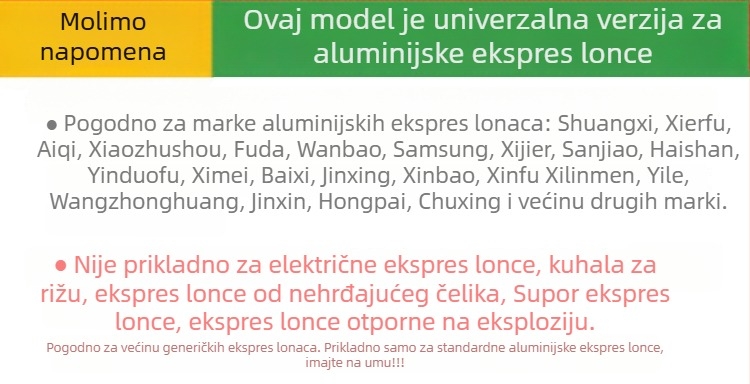 Univerzalni sigurnosni ventil za tlak kuhalo, glava oslobađanja tlaka 80 kPa