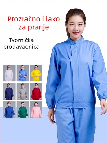 Set radne odjeće s dugim rukavima, četiri sezone, prozračan, višebojan, bez prašine, za prehrambenu industriju i proizvodnju