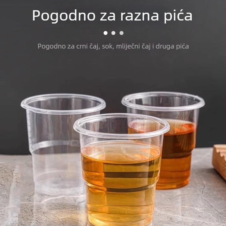 50 komada jednokratnih plastičnih čaša, debelih, prozirnih, kapacitet 201–300 ml, za kućnu i uredsku upotrebu
