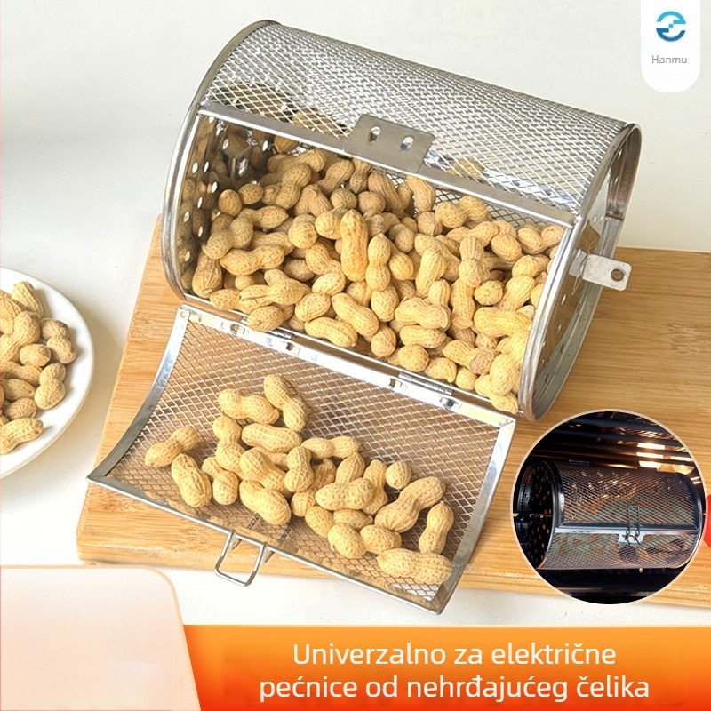 Nehrđajući čelični okretni kavez za roštilj, cilindrični dodatak za grill