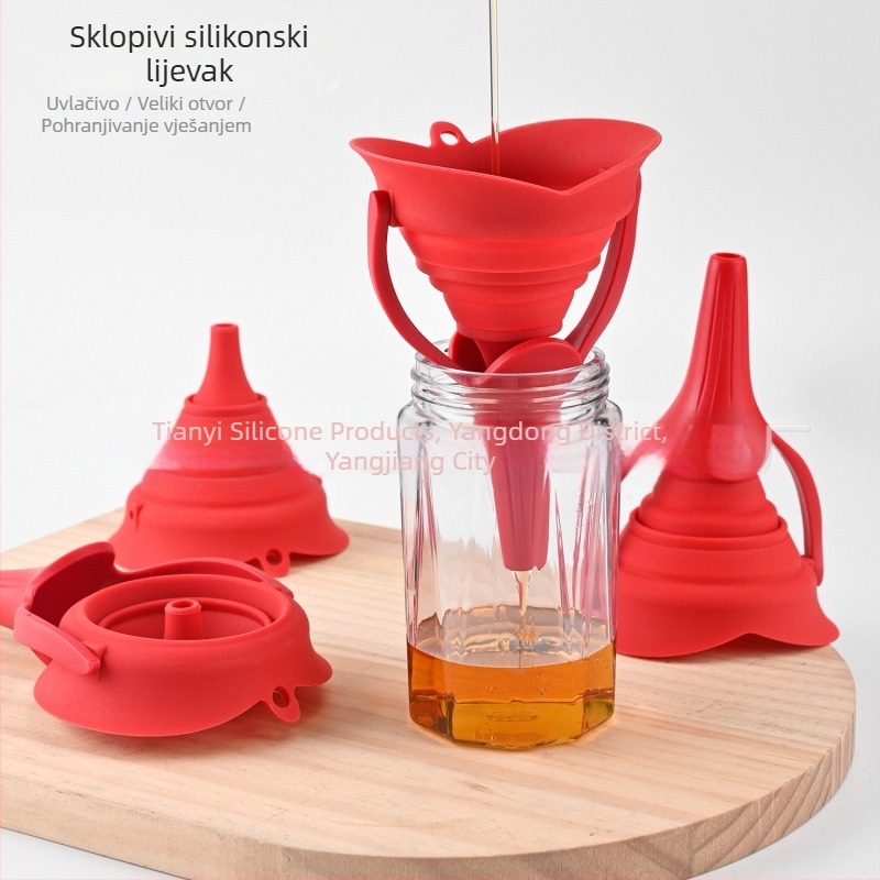 Silikonski sklopivi lijevak, mini prijenosni, u obliku cvijeta, otporan na visoke temperature