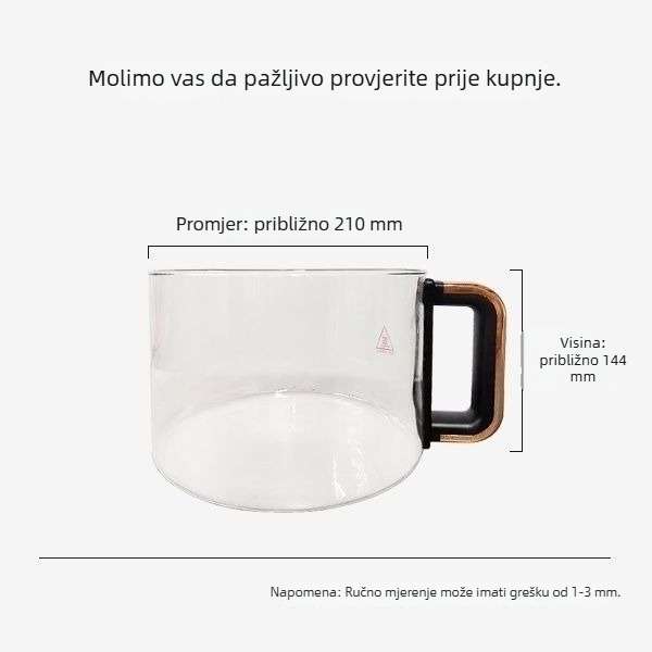 Leifei 5.5L staklena unutarnja posuda za aparat za kuhanje na zrak, visok borosilikatno staklo, prozirno