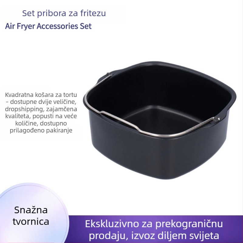 Kvadratna košarica za kolače za fritu na zrak, kompatibilna s kvadratnim fritorima od 3.8–8 qt