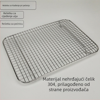 Prijenosna rešetka za hlađenje za pečenje, četvrtastog oblika, od nehrđajućeg čelika 304, dodatak pećnici za roštiljanje mesa