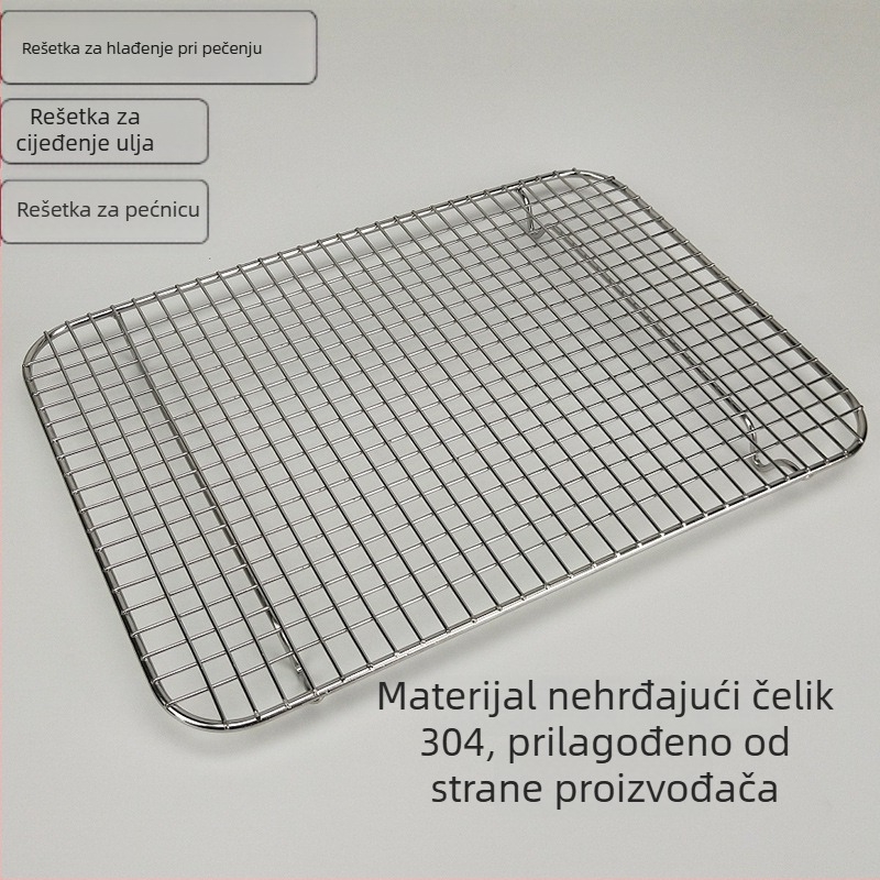 Prijenosna rešetka za hlađenje za pečenje, četvrtastog oblika, od nehrđajućeg čelika 304, dodatak pećnici za roštiljanje mesa