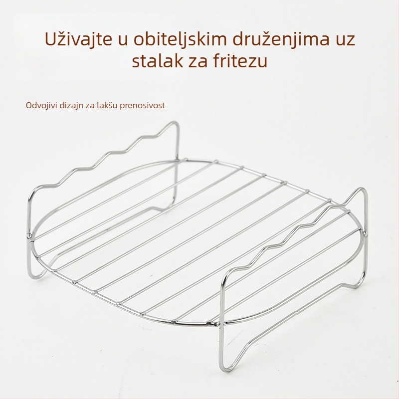 Nehrđajuća čelična mreža za roštilj i parenje, dvostruka posuda, višenamjenski pribor za zrak-fritezu