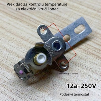 Termostat za električnu posudu i kuhalo za rižu s podesivim prekidačem temperature, 12A dugački držač, pribor (nov)
