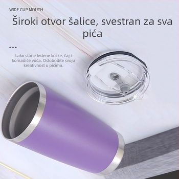 20 oz nehrđajućeg čelika auto šalica s dvostrukim stijenkama i poklopcem, izolirana čaša za pivo velike kapacitete