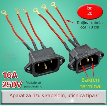 Bakrena utičnica s tri otvora za rižar i električni wok