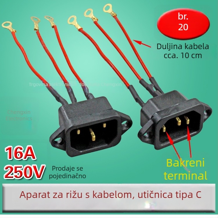 Bakrena utičnica s tri otvora za rižar i električni wok