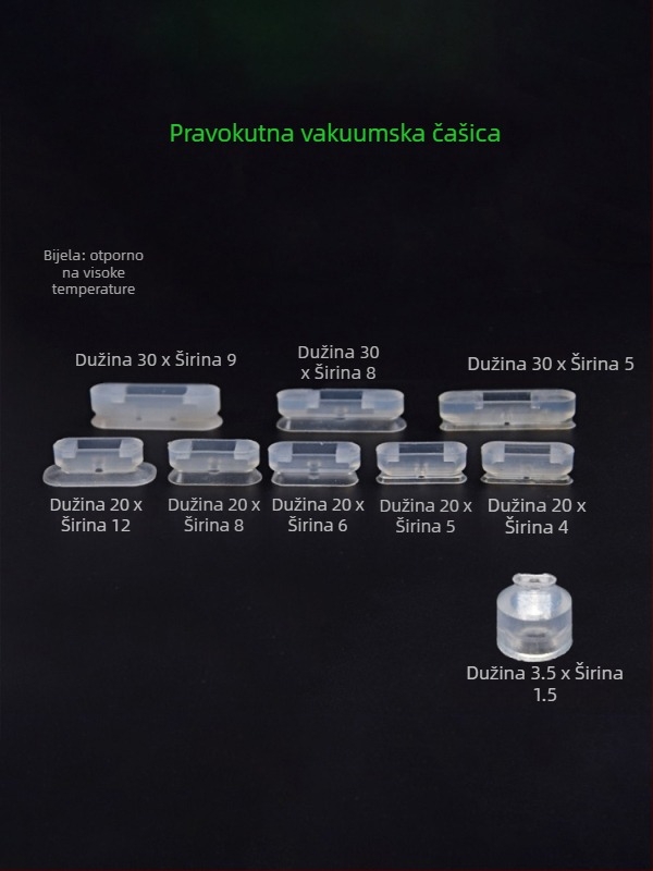 Vakuumska čašica za industrijski robotski ramenski sustav, dugačkog traku ovalnog oblika, silikon otporan na visoke temperature, antistat.