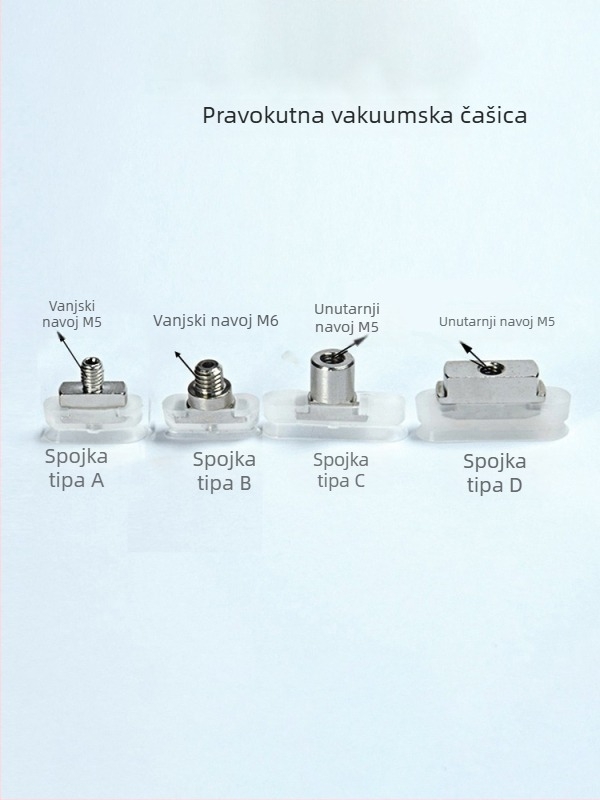 Vakuumska čašica za industrijski robotski ramenski sustav, dugačkog traku ovalnog oblika, silikon otporan na visoke temperature, antistat.