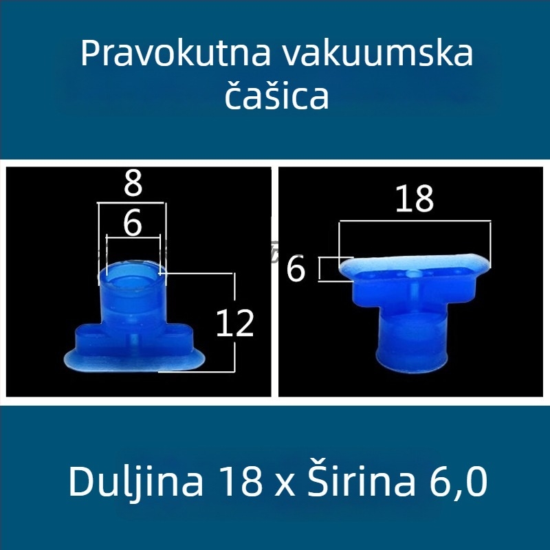 Vakuumska čašica za industrijski robotski ramenski sustav, dugačkog traku ovalnog oblika, silikon otporan na visoke temperature, antistat.