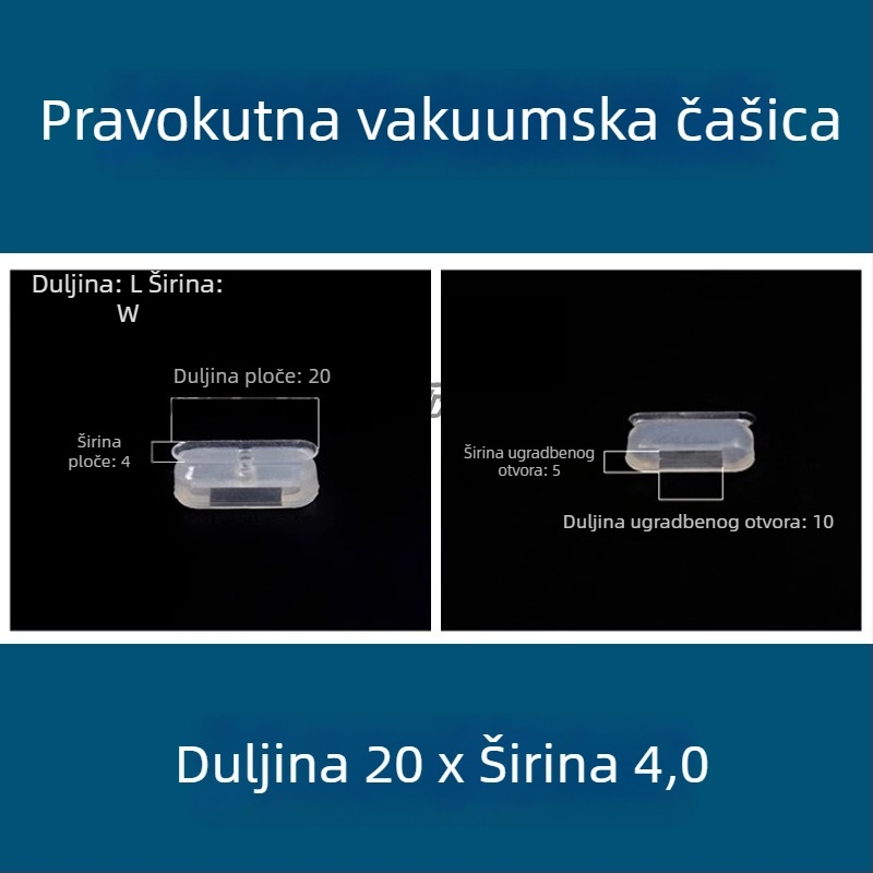 Vakuumska čašica za industrijski robotski ramenski sustav, dugačkog traku ovalnog oblika, silikon otporan na visoke temperature, antistat.