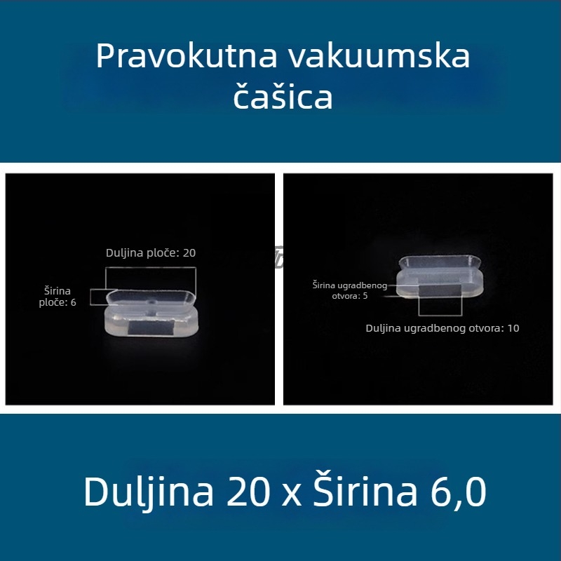 Vakuumska čašica za industrijski robotski ramenski sustav, dugačkog traku ovalnog oblika, silikon otporan na visoke temperature, antistat.