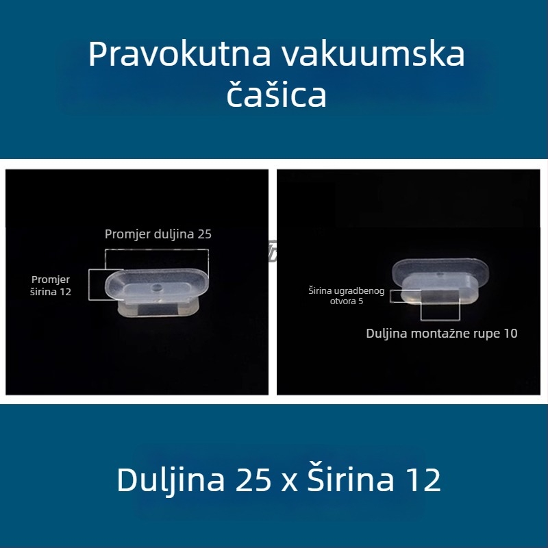 Vakuumska čašica za industrijski robotski ramenski sustav, dugačkog traku ovalnog oblika, silikon otporan na visoke temperature, antistat.
