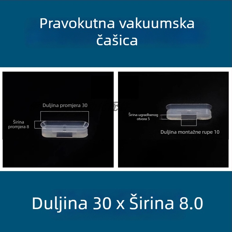 Vakuumska čašica za industrijski robotski ramenski sustav, dugačkog traku ovalnog oblika, silikon otporan na visoke temperature, antistat.