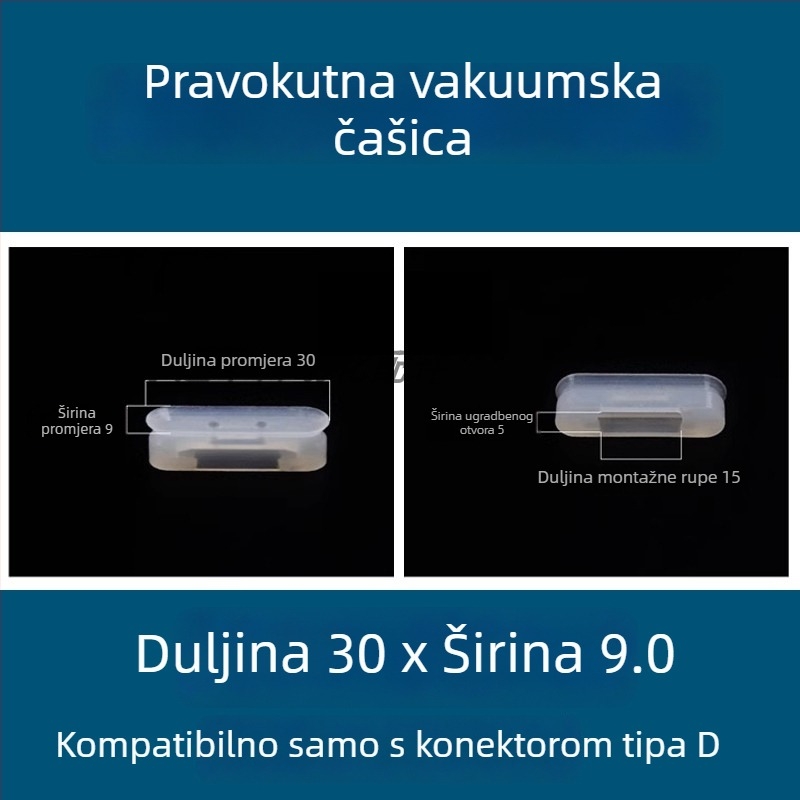 Vakuumska čašica za industrijski robotski ramenski sustav, dugačkog traku ovalnog oblika, silikon otporan na visoke temperature, antistat.